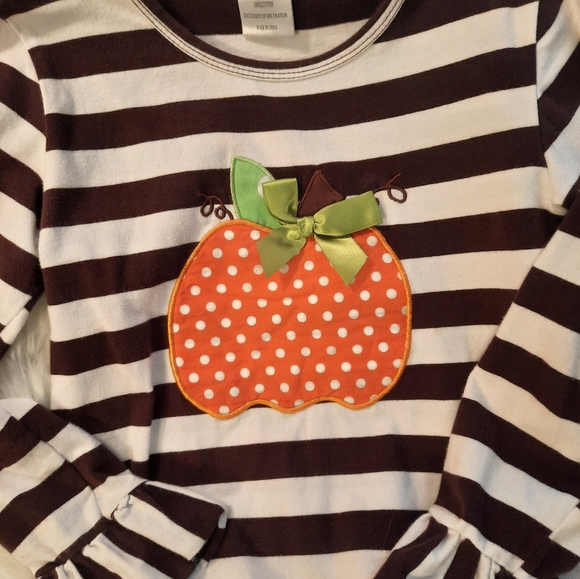 Girls Fall/Thanksgiving Dress with Pumpkin Apilque Ruffle Trim Size:XXL - Picture 3 of 10